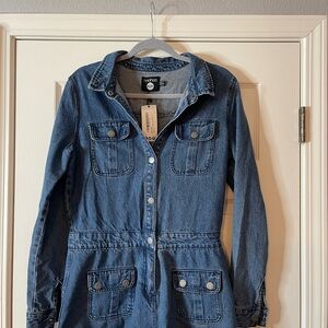 NWT Boohoo Blue Jean Romper